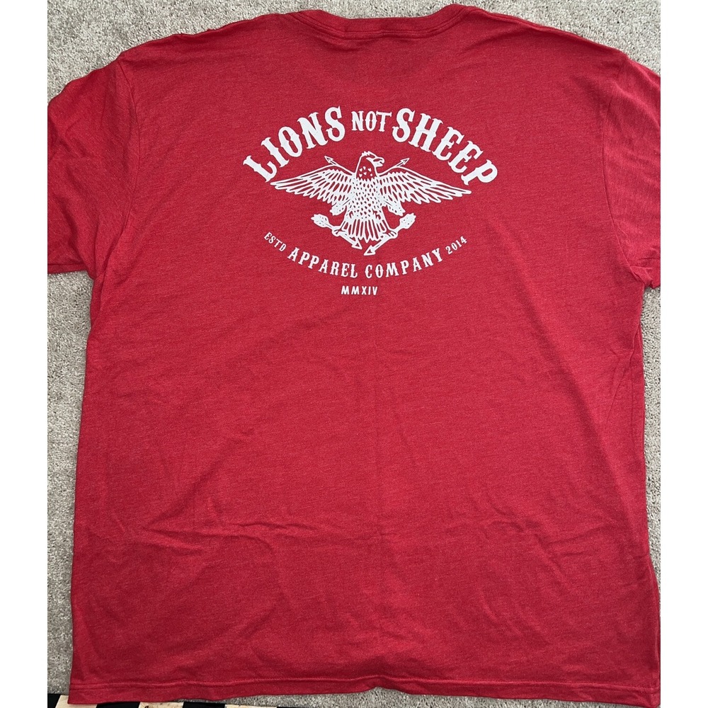 Lions Not Sheep Mens T-Shirt Size 3XL. Red NEW‎ WITH TAGS